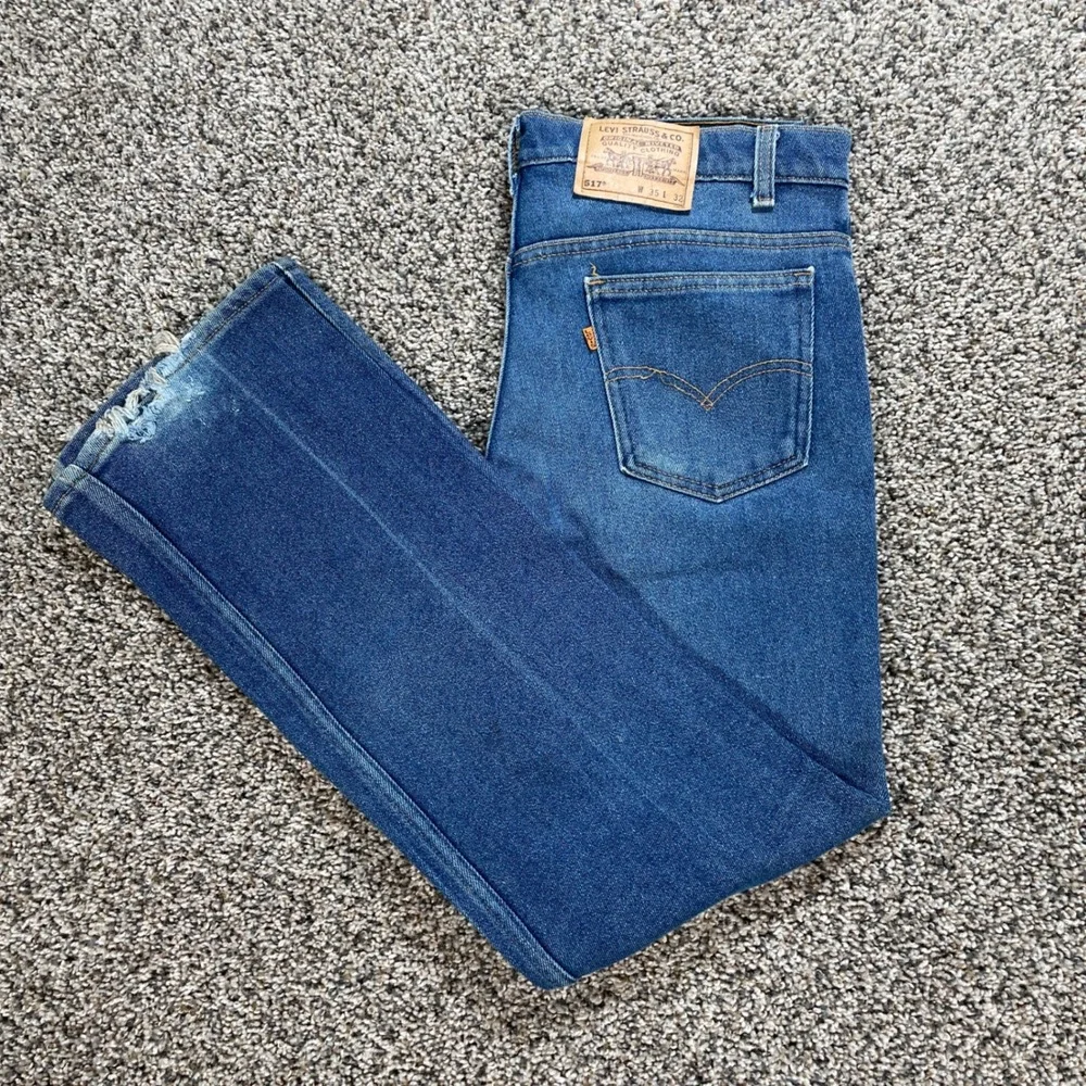 Vintage Levis 517 Orange Tab Men's 34x31 USA Made Bootcut Blue 00517-2017